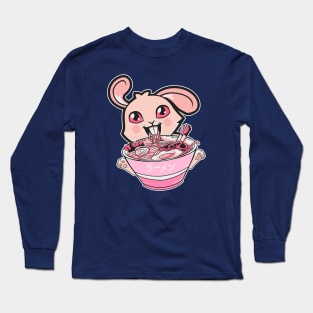 Kawaii Bunny Rabbit Eating Ramen Noodles Girls & Teens Anime Long Sleeve T-Shirt